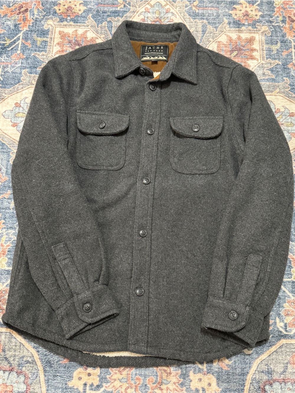 Jachs Men's Dark Charcoal Button-Up Shirt Jacket